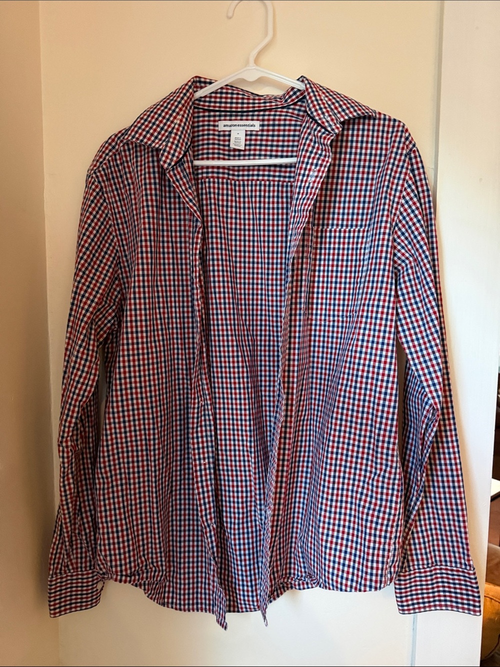 Amazon Essentials Red and Blue Gingham Button-Down Shirt